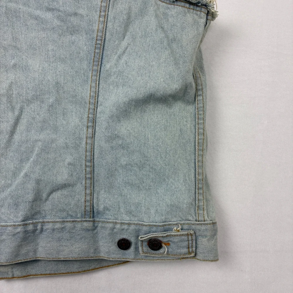 Vintage Levis 70506 Denim Trucker Vest Mens XL Light Wash Cut Off distressed